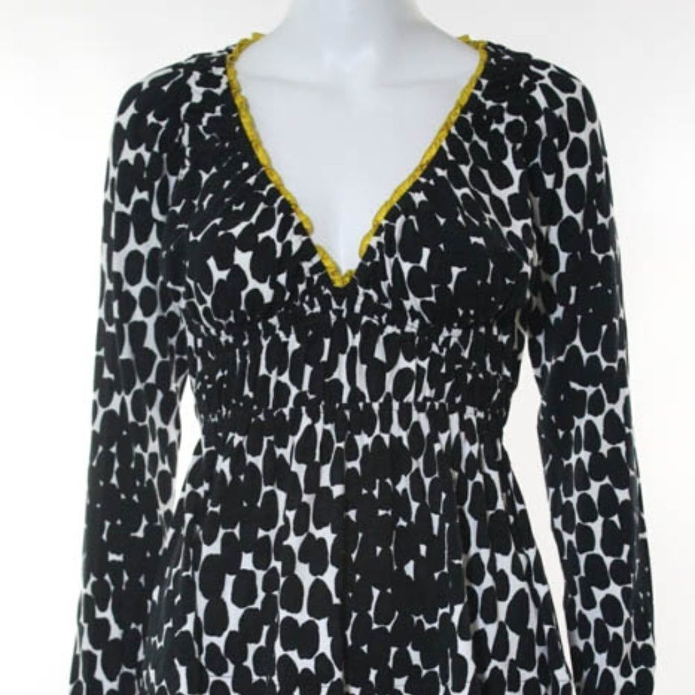 Tufi Duek Black White LS Knit Top Size M